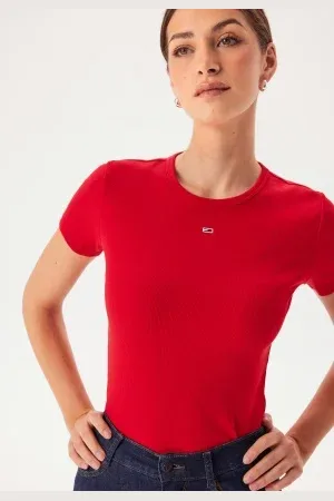 Tommy Hilfiger Tjw Slim Essential Rib Ss XME Red Hot XS