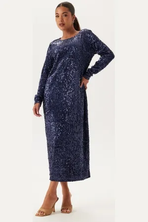 Happy Holly Sequin Long Midi Dress Midnight blue 32/34