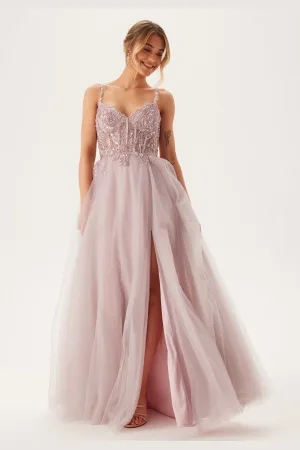 Christian Koehlert Paris Glittering tulle evening dress with lacing 40