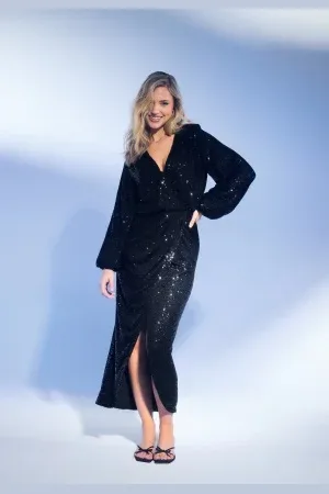 BUBBLEROOM Sequin Wrap Gown XS