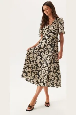 BUBBLEROOM Satin Wrap Dress XS