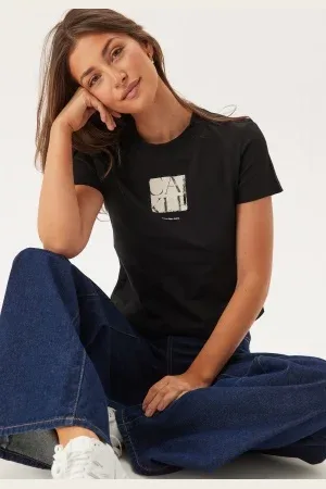 Calvin Klein Front Photo Graphic Baby Tee BEH Ck Black XS