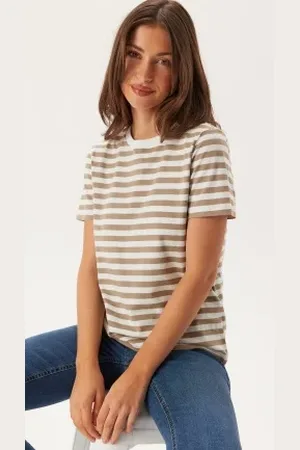 Pieces® Pcria Ss Tee Stripes Noos Silver Mink Stripes:bright Whi L