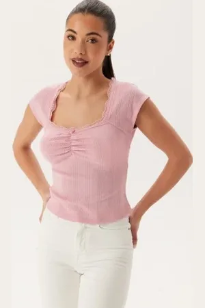 BUBBLEROOM Short Sleeve Pointelle Top XS