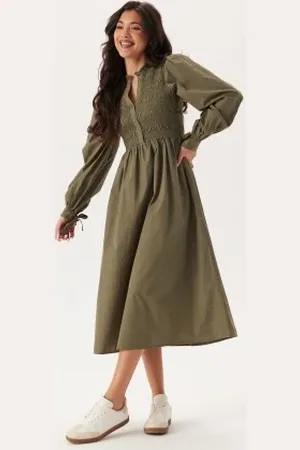 BUBBLEROOM V-neck Cotton Smock Dress XS