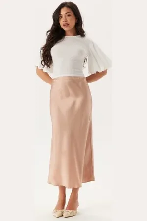 BUBBLEROOM Satin Midi Skirt XS