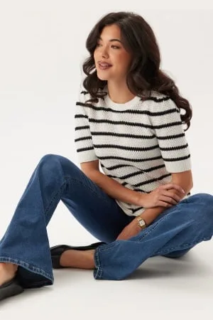 VILA Vidalo O-neck S/S STRIPE KNIT_ XS