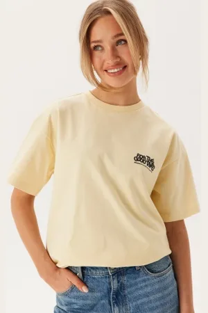 Dr Denim Trooper Tee Light Yellow Flower Times S