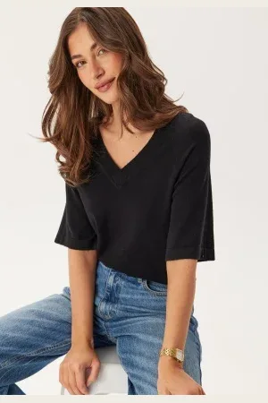 Object Objthess 2/4 LO V-NECK KNIT TO Black S