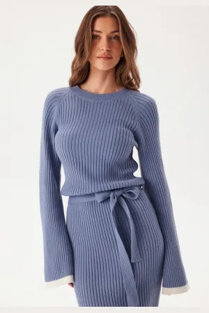 BUBBLEROOM Round Neck Rib Knitted Maxi Dress XS