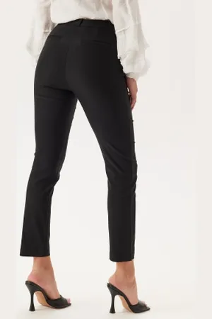 BUBBLEROOM Lorene High Waist Stretchy Ankle Slit Trousers Black 34