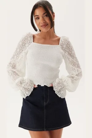 BUBBLEROOM Square Neck Smock Top L