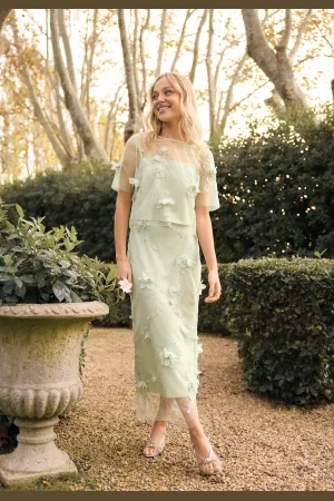 BUBBLEROOM 3D Floral Straight Ankle Skirt XS