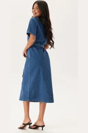 ONLY Onllana Ss Long Dress Dnm Medium Blue Denim M