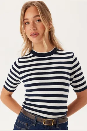Object Objester S/S new knit pullover Sky Captain Stripes:Cloud danc XS