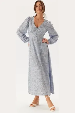 BUBBLEROOM Viscose V-neck Maxi Dress 34