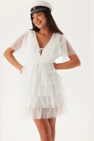 BUBBLEROOM Deep V-neck Tulle Dress 36