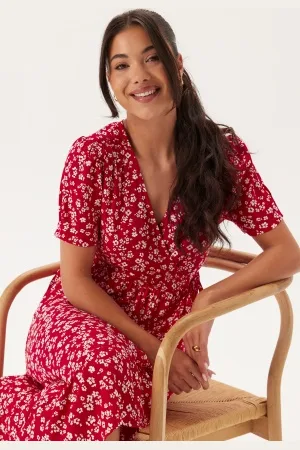 Happy Holly Evie Puff Sleeve Midi Wrap Dress 36/38