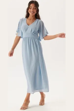 BUBBLEROOM Butterfly Sleeve Midi Dress 38