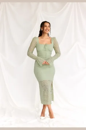 BUBBLEROOM Square Neck Lace Dress XS