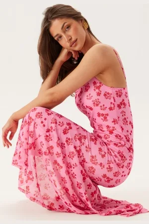 VILA Visine Ankle Strap Dress Pink Yarrow Aop:flower XL