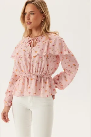 BUBBLEROOM Flounce Blouse Pink/Floral XS