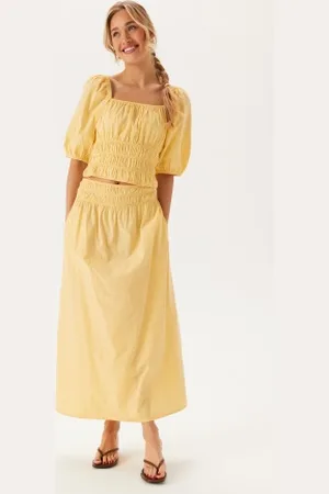 BUBBLEROOM Square Neck Smock Top Yellow XS