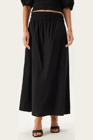 BUBBLEROOM Smock Waist Maxi Skirt Black XS