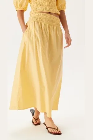 BUBBLEROOM Smock Waist Maxi Skirt Yellow XS