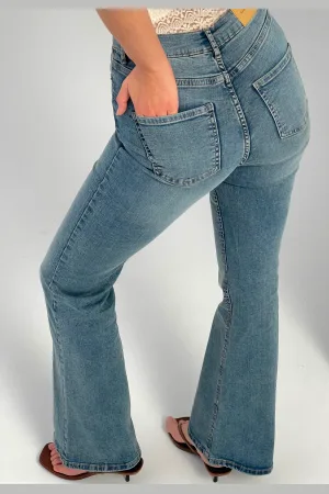 BUBBLEROOM High Flare Superstretch Jeans White 34