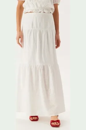 BUBBLEROOM Broderie Anglaise Maxi Skirt White XS
