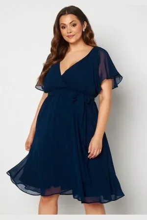 Goddiva Flutter Sleeve Chiffon Midi Dress 44 (UK16)