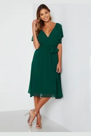 Goddiva Flutter Chiffon Midi Dress XS (UK8)