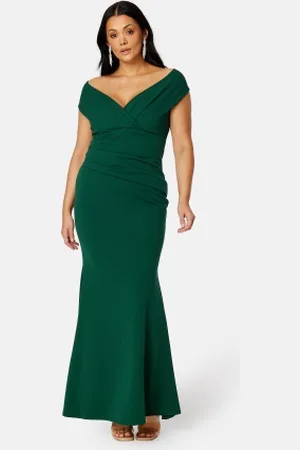 Goddiva Bardot Pleat Maxi Dress 50 (UK22)