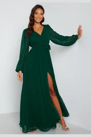 Goddiva Long Sleeve Chiffon Dress XS (UK8)