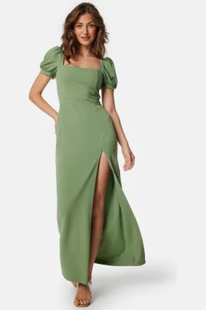 John Zack Puff Sleeve Maxi Dress With Split S (UK10)