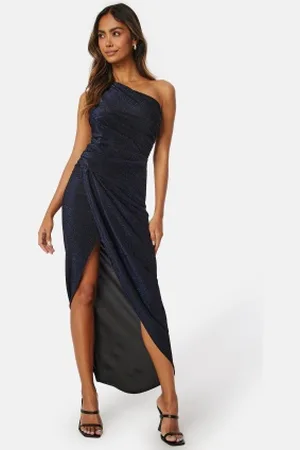 John Zack Glitter One Shoulder Rouch Dress XXS (UK6)
