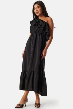 John Zack One Shoulder Ruffle Maxi Dress XS (UK8)