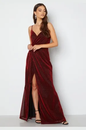 Goddiva Glitter Wrap Front Maxi Dress XXS (UK6)