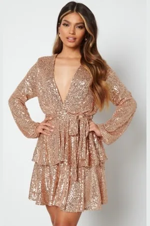 John Zack Sequin Deep V Ruffle Skater Dress XXS (UK6)
