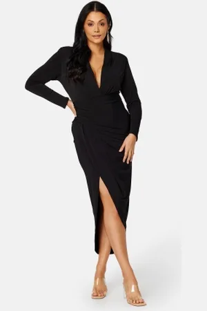 John Zack Long Sleeve Rouch Curve Dress 52 (UK24)