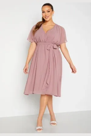 Goddiva Flutter Sleeve Chiffon Midi Dress 52 (UK24)