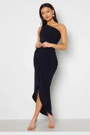 John Zack One Shoulder Rouch Dress XL (UK16)