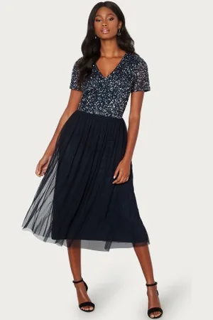 Angeleye Short Sleeve Sequin Embellished Midi Dress XS (UK8)