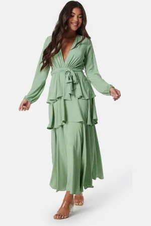 John Zack Long Sleeve Tiered Maxi Dress XXS (UK6)