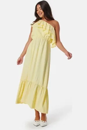 John Zack One Shoulder Ruffle Maxi Dress S (UK10)