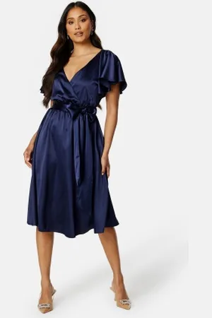 Goddiva Flutter Sleeve Satin Midi Dress XXS (UK6)