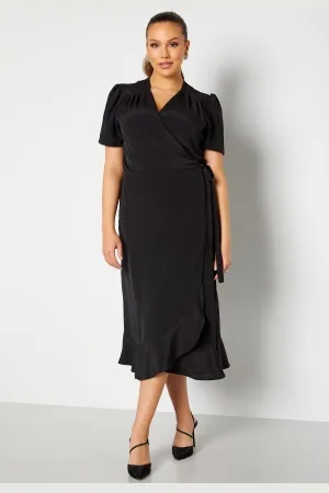 John Zack Short Sleeve Wrap Frill Curve Dress 48 (UK20)