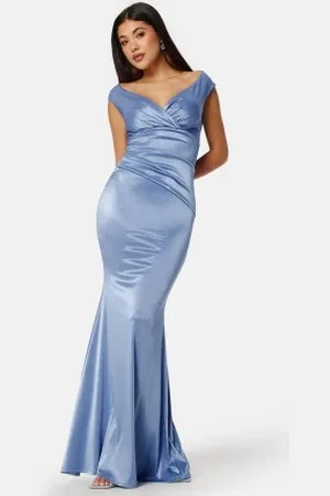 Goddiva Satin Bardot Pleat Maxi Dress XXL (UK18)