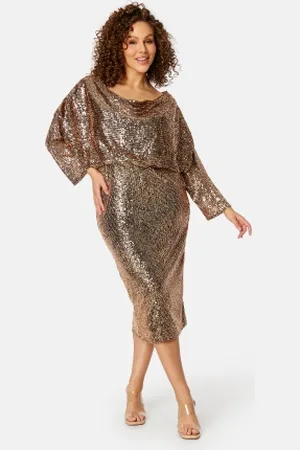 Goddiva Sequin Cowl Neck Midi Dress 48 (UK20)